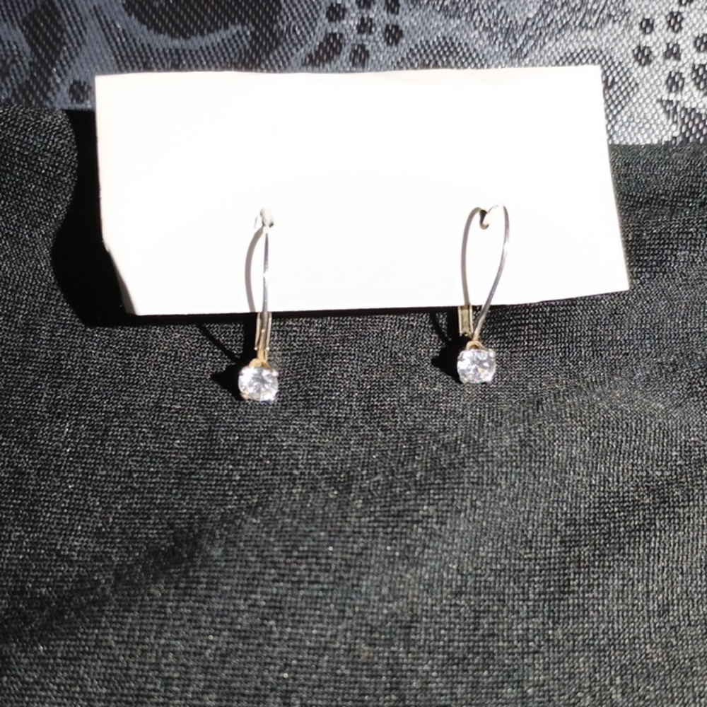 Elegant Cubic Zirconia Sterling Silver "925" Drop Earrings